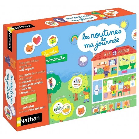 COFFRET LES ROUTINES DE MA JOURNEE - GRAND TABLEAU ET 87 PIECES MAGNETIQUES-8410446315569-Lilojouets-Questembert-Muzillac-Morbih