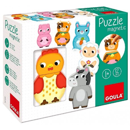 PACK PUZZLES MAGNETIQUES ANIMAUX DE LA FERME 12 PIECES BOIS-8410446552452-Lilojouets-Questembert-Muzillac-Morbihan