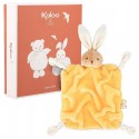 DOUDOU CARRE LAPIN JAUNE 20CM - AVEC BOITE KALOO INTEMPOREL
