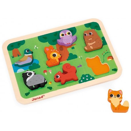 PUZZLE EN BOIS LA FORET 7 PIECES - GAMME CHUNKY JANOD-3700217371234-Lilojouets-Questembert-Muzillac-Morbihan