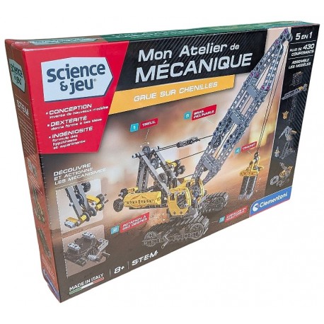 COFFRET GRUE SUR CHENILLES - MON ATELIER DE MECANIQUE - SCIENCE&JEU CLEMENTONI-8005125529292-Lilojouets-Questembert-Muzillac-Mor
