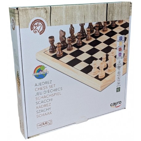 JEU D'ECHECS EN BOIS - PLATEAU 29X29CM-8422878706334-Lilojouets-Questembert-Muzillac-Morbihan
