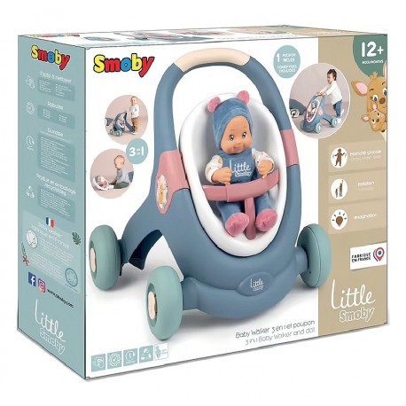 BABY WALKER 3EN1 AVEC POUPON 30CM - LITTLE SMOBY-3032161403083-Lilojouets-Questembert-Muzillac-Morbihan