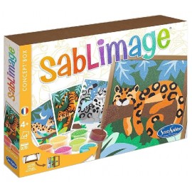 SABLIMAGE FELINS DU MONDE 4 TABLEAUX 25X18CM AVEC BOITE CADRE - SENTOSPHERE-3373910088220-Lilojouets-Questembert-Muzillac-Morbih