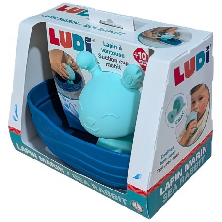 LAPIN MARIN A VENTOUSE - BATEAU DE BAIN EN SILICONE AVEC SON LAPIN RIGOLO - LUDI-3550833400890-Lilojouets-Questembert-Muzillac-M