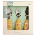 SET DE COUVERTS 3 PIECES INOX ET SILICONE - TROIS PETITS LAPINS MOULIN ROTY