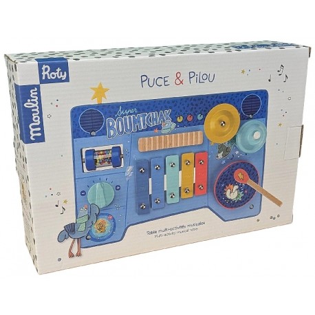 TABLE BOIS MULTI-ACTIVITES MUSICALES - GAMME PUCE&PILOU MOULIN ROTY-3575676840924-Lilojouets-Questembert-Muzillac-Morbihan