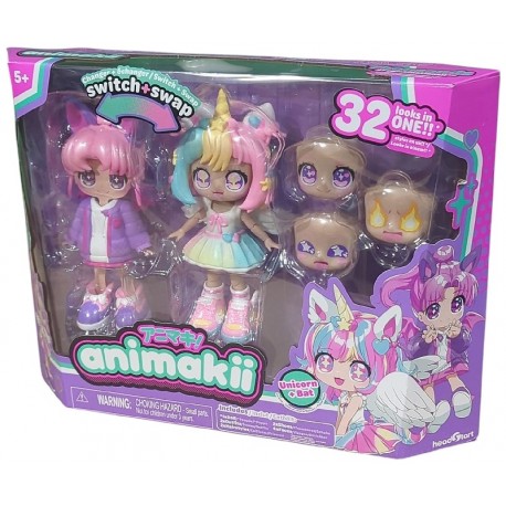 FIGURINE ANIMAKII 14CM LICORNE AVEC ACCESSOIRES 32 LOOKS SWITCH&SWAP-3701405829490-Lilojouets-Questembert-Muzillac-Morbihan