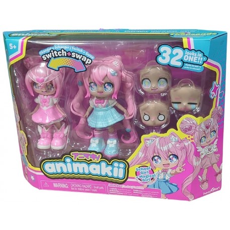 FIGURINE ANIMAKII 14CM SCHOOL MAGICAL GIRL AVEC ACCESSOIRES 32 LOOKS SWITCH&SWAP-3701405829520-Lilojouets-Questembert-Muzillac-M