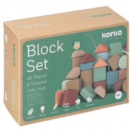 PACK 40 BLOCS DE CONSTRUCTION EN LIEGE 8 FORMES GEOMETRIQUES - KORKO-5600762585255-Lilojouets-Questembert-Muzillac-Morbihan
