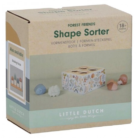 BOITE A FORMES EN BOIS 4 PIECES - AMIS DE LA FORET VERSION BLEUE - LITTLE DUTCH-8713291772472-Lilojouets-Questembert-Muzillac-Mo