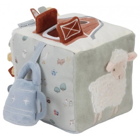 CUBE D'ACTIVITES SENSORIEL EN TISSU 15X15X15CM PETITE FERME - LITTLE DUTCH-8713291888098-Lilojouets-Questembert-Muzillac-Morbiha