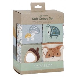 PACK 4 CUBES BLOCS SOUPLES DOUX SENSORIELS - FOREST FRIENDS LITTLE DUTCH-8713291889163-Lilojouets-Questembert-Muzillac-Morbihan