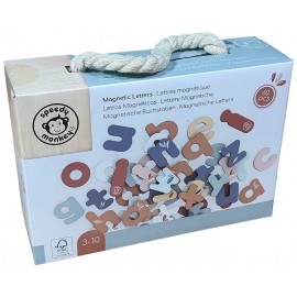 COFFRET LETTRES MAGNETIQUES EN BOIS 60 PIECES - SPEEDY MONKEY