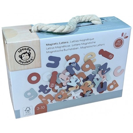 COFFRET LETTRES MAGNETIQUES EN BOIS 60 PIECES - SPEEDY MONKEY-0850047013682-Lilojouets-Questembert-Muzillac-Morbihan