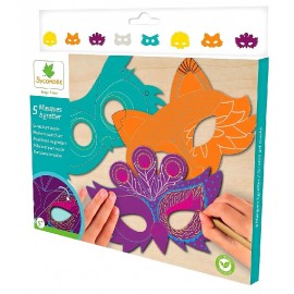 POCHETTE 5 MASQUES A GRATTER ANIMAUX - SCRATCH ART MASKS SYCOMORE-3517130009935-Lilojouets-Questembert-Muzillac-Morbihan