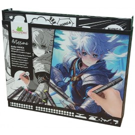 COFFRET ATELIER MANGA HEROS GUERRIERS AVEC MARQUEURS - ARTISSIMO SYCOMORE