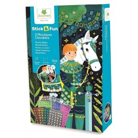 MOSAIQUES CHEVALIERS - STICK&FUN - 3 TABLEAUX 22X12CM 500 PIECES - SYCOMORE-3517130013482-Lilojouets-Questembert-Muzillac-Morbih