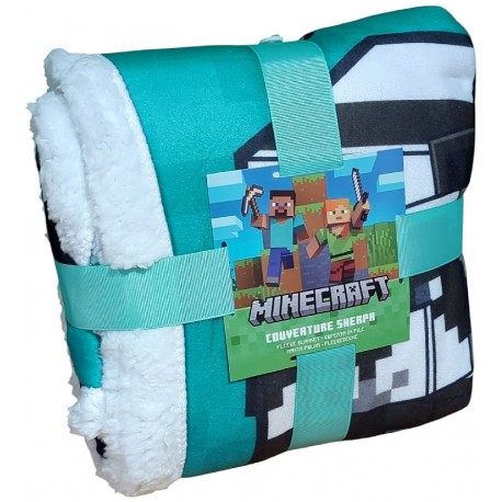 COUVERTURE SHERPA MINECRAFT - PLAID 100X150CM-3700043316935-Lilojouets-Questembert-Muzillac-Morbihan