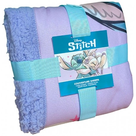 COUVERTURE SHERPA ANGEL ET STITCH CALINS - PLAID 100X150CM-3700043317055-Lilojouets-Questembert-Muzillac-Morbihan