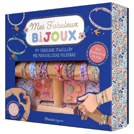 MAXI COFFRET FABULEUX BIJOUX 8 BIJOUX A CREER ET PRESENTOIR BOIS - AUZOU BIJOUX-9791039546348-Lilojouets-Questembert-Muzillac-Mo