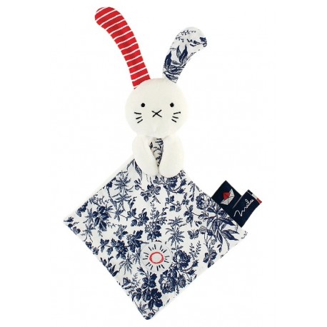 DOUDOU CARRÉ PLAT LAPIN L'ILE AUX FLEURS - MAÏLOU Fabrication Française-3701221500238-Lilojouets-Questembert-Muzillac-Morbihan