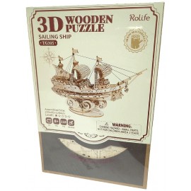 MAQUETTE BATEAU A VOILES EN BOIS 118 PIECES 20X5X12CM - ROLIFE-6946785113051-Lilojouets-Questembert-Muzillac-Morbihan