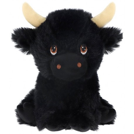 PELUCHE VACHE SHAGGY NOIRE 18CM - KEELECO ECO-RESPONSABLE-5027148033269-Lilojouets-Questembert-Muzillac-Morbihan
