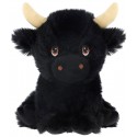 PELUCHE VACHE SHAGGY NOIRE 18CM - KEELECO ECO-RESPONSABLE