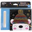 BLOC 8 CARTES A GRATTER 14X14CM ANIMAUX HIVER - MAGIC SCRATCH WINTER - APLI KIDS
