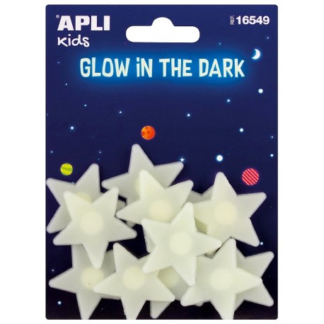 SACHET 12 PETITES ETOILES LUMINESCENTES PHOSPHORECENTES - APLI-8410782165491-Lilojouets-Questembert-Muzillac-Morbihan