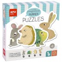 COFFRET 4 PUZZLES PROGRESSIFS 3 A 5 PIECES - BEBES ANIMAUX - APLI KIDS