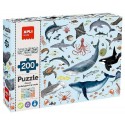 PUZZLE EDUCATIF ANIMAUX MARINS MENACÉS 100X30CM 200 PIECES - APLI KIDS