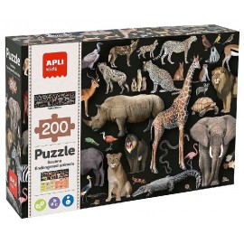 PUZZLE EDUCATIF LES ANIMAUX MENACÉS DE LA SAVANE 100X30CM 200 PIECES - APLI KIDS