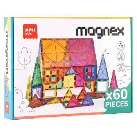 COFFRET MAGNEX 60 PIECES MAGNETIQUES- JEU DE CONSTRUCTION - APLI KIDS-8410782201373-Lilojouets-Questembert-Muzillac-Morbihan