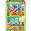 PUZZLES DRAGONS ET CHEVALIERS 2X48 PIECES 28X20CM - EDUCA