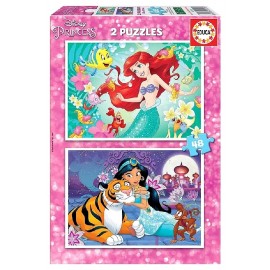 PUZZLES ARIEL ET JASMINE DISNEY 2X48 PIECES 28X20CM - EDUCA