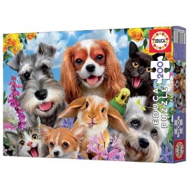 PUZZLE SELFIE D'ANIMAUX CHATS CHIENS LAPINS 200 PIECES 40X28CM - EDUCA-8412668192935-Lilojouets-Questembert-Muzillac-Morbihan