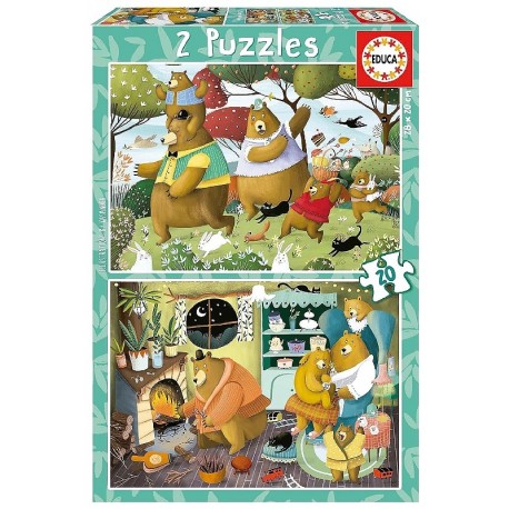 PUZZLES OURS CONTES DE LA FORET 2X20 PIECES 28X20CM - EDUCA-8412668196865-Lilojouets-Questembert-Muzillac-Morbihan
