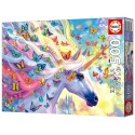 PUZZLE LICORNE ET PAPILLONS ARC-EN-CIEL 500 PIECES 48X34CM - EDUCA