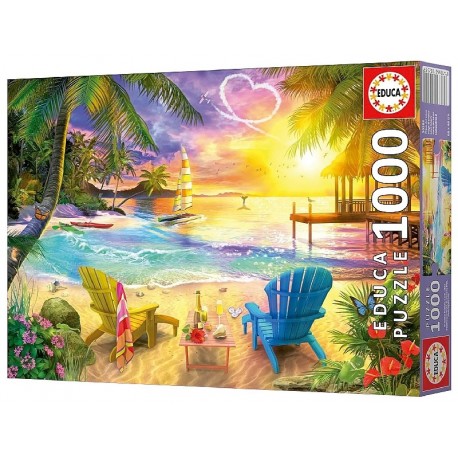 PUZZLE PLAGE D'AMOUR 1000 PIECES 68X48CM - EDUCA-8412668202559-Lilojouets-Questembert-Muzillac-Morbihan
