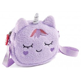 PETIT SAC A MAIN PELUCHE LICORNE MAUVE - SACOCHE AVEC BANDOULIERE - BACK2FUN