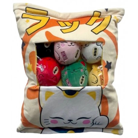 COUSSIN SAC TOKYO JAPAN AVEC 6 MINI PELUCHES MANEKI NEKO-3700043314191-Lilojouets-Questembert-Muzillac-Morbihan