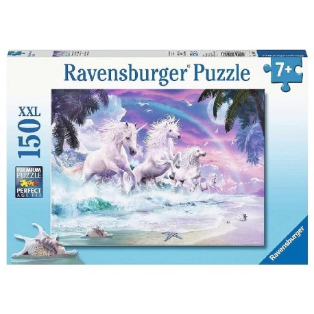 PUZZLE LICORNES SUR LA PLAGE 150 PIECES XXL 49X36CM - RAVENSBURGER-4005556100576-Lilojouets-Questembert-Muzillac-Morbihan