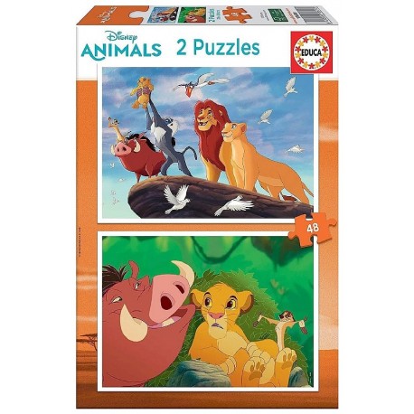 PUZZLES ROI LION DISNEY 2X48 PIECES 28X20CM - EDUCA-8412668186293-Lilojouets-Questembert-Muzillac-Morbihan