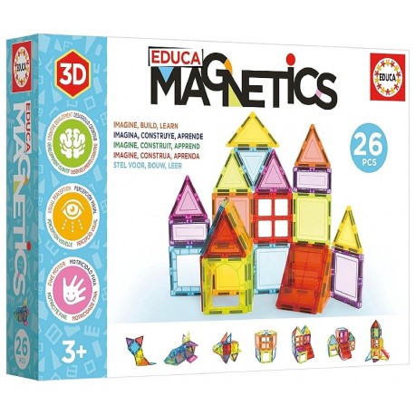 COFFRET MAGNETICS 3D 26 PIECES MAGNETIQUES - IMAGINE CONSTRUIT APPREND - EDUCA-8412668200227-Lilojouets-Questembert-Muzillac-Mor