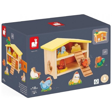 MON PREMIER POULAILLER - 9 PIECES EN BOIS - JANOD-3700217333119-Lilojouets-Questembert-Muzillac-Morbihan