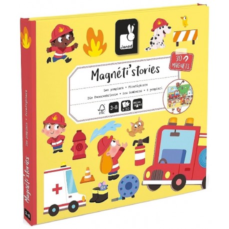 MAGNETI'STORIES POMPIERS - 30 PIECES MAGNETIQUES - JANOD-3700217354534-Lilojouets-Questembert-Muzillac-Morbihan