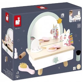 COIFFEUSE DE TABLE LICORNE EN BOIS - JANOD-3700217364632-Lilojouets-Questembert-Muzillac-Morbihan