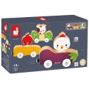 PACK ANIMAUX ET 3 VOITURES MAGNETIQUES EN BOIS LA FERME - JANOD